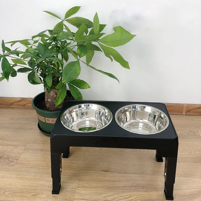Ciotole Rialzate Regolabili per Cani – Doppia Ciotola in Acciaio Inox con Supporto Ergonomico per Cani di Taglia Piccola, Media e Grande