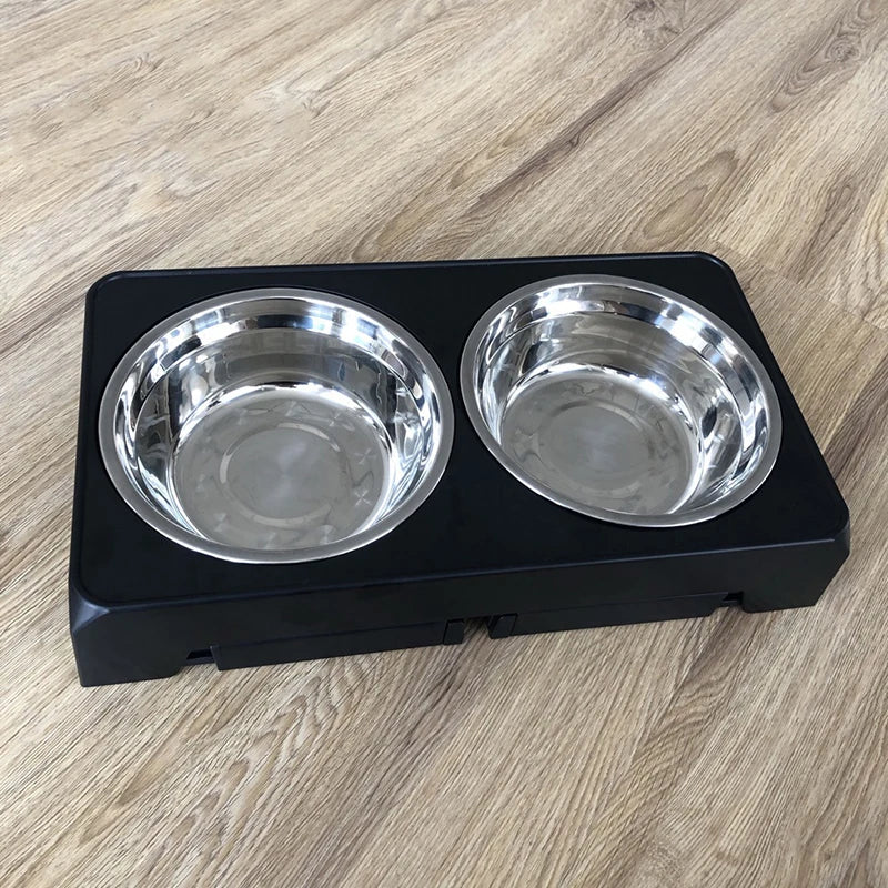 Ciotole Rialzate Regolabili per Cani – Doppia Ciotola in Acciaio Inox con Supporto Ergonomico per Cani di Taglia Piccola, Media e Grande