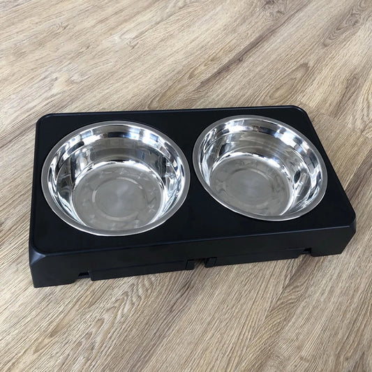 Ciotole Rialzate Regolabili per Cani – Doppia Ciotola in Acciaio Inox con Supporto Ergonomico per Cani di Taglia Piccola, Media e Grande