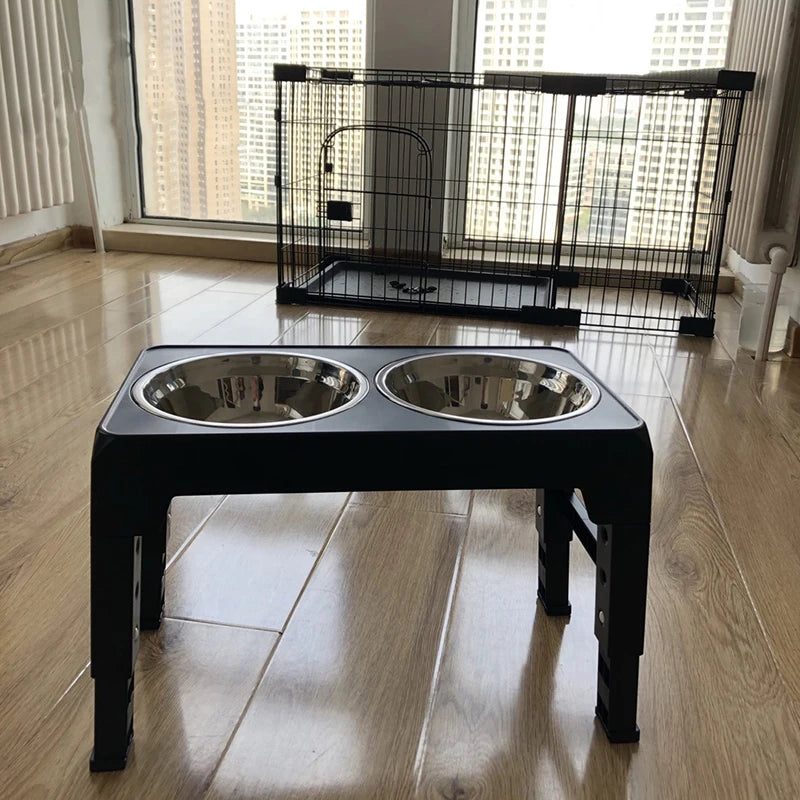 Ciotole Rialzate Regolabili per Cani – Doppia Ciotola in Acciaio Inox con Supporto Ergonomico per Cani di Taglia Piccola, Media e Grande