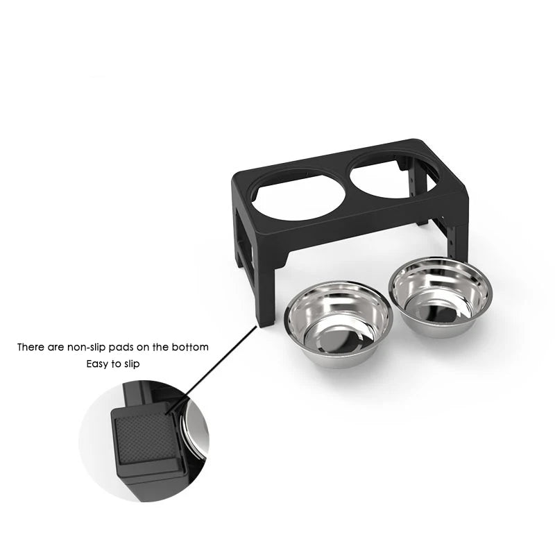 Ciotole Rialzate Regolabili per Cani – Doppia Ciotola in Acciaio Inox con Supporto Ergonomico per Cani di Taglia Piccola, Media e Grande